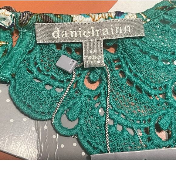 Daniel Rainn‎ NWT Women's Plus 2X Sleeveless Boho Blouse Floral Crochet Lace - Picture 6 of 11